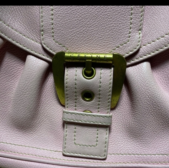🥳HP🥳Celine Authentic Vintage Satchel Gold Hard Ware Tote Bag Blush Pink - Picture 7 of 13